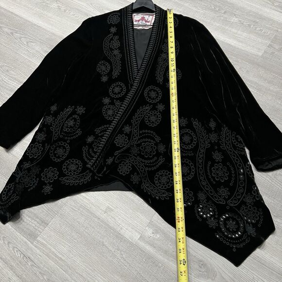 Johnny Was Tinasha velvet draped cardigan/kimono in black Size XS - Picture 4 of 5
